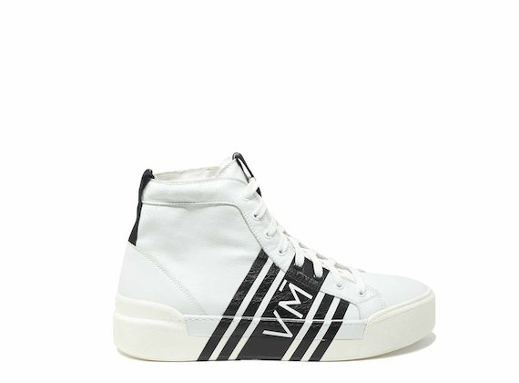 Lace-up high tops with enveloping print - White / Black