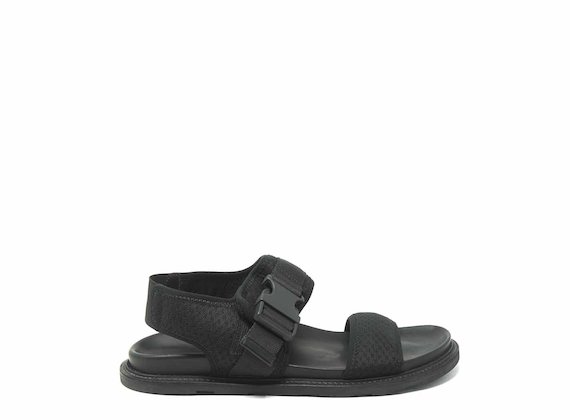 Black mesh sandals with clip fastening - Black