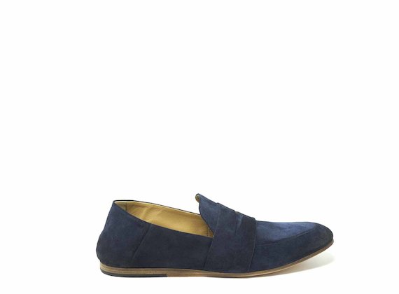Mocassino in camoscio blu - Blu