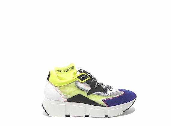 Chaussures de course avec empeigne transparente violet et jaune - Multicolor