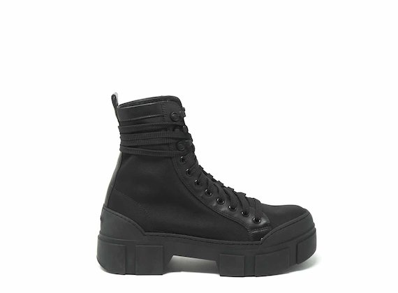 Technical fabric combat boots with lug soles - Black