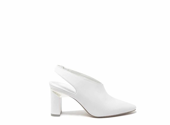 White slingbacks with block heels - White