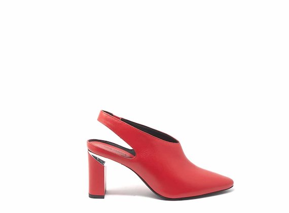Red slingbacks with block heels