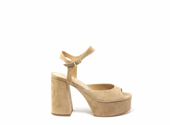 Raised suede sandals - Beige