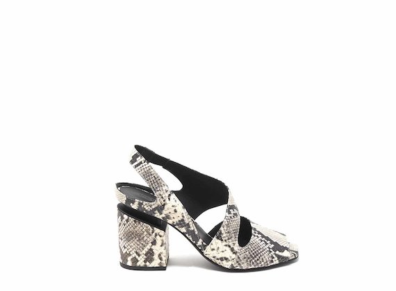 Raised snakeskin-effect sandals with suspended heels - Multicolor