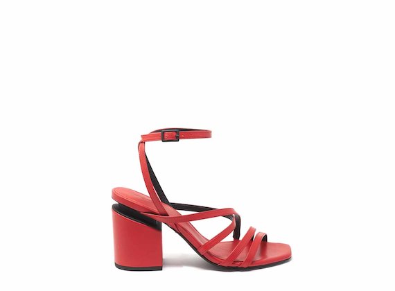 Sandales à talon suspendu avec brides entrelacées rouges - Red