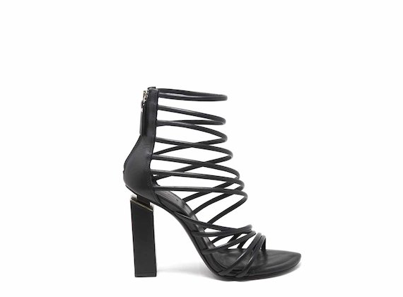 Gladiator sandals with black strips - Black