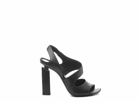 Raised black sandals with open back - Black