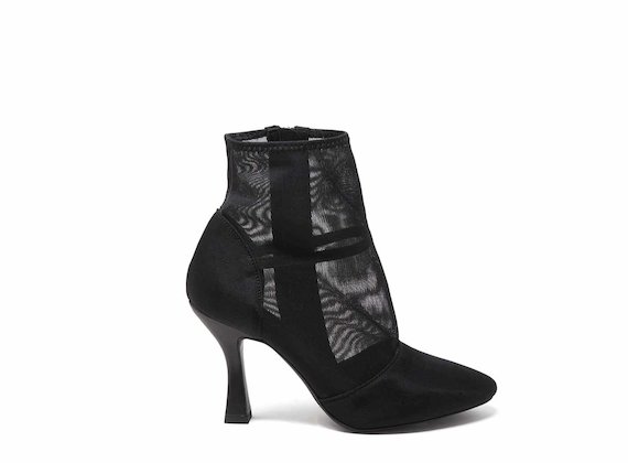 Black mesh ankle boots