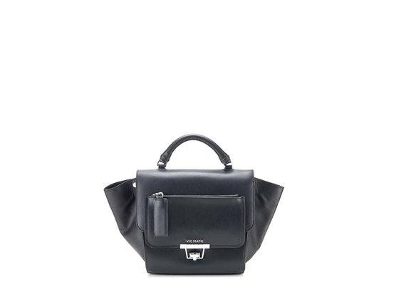 Ginevra<br> satchel in smooth black calfskin - Black