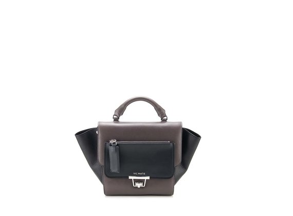 Ginevra<br> satchel in clay-brown calfskin - Grey / Black