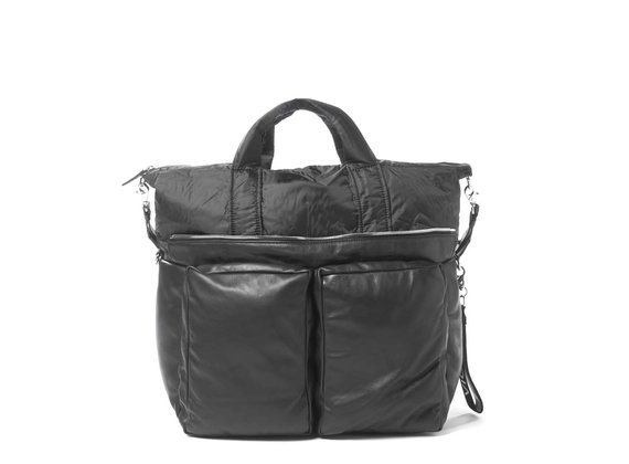 Alanis<br> padded shoulder bag in black leather - Black