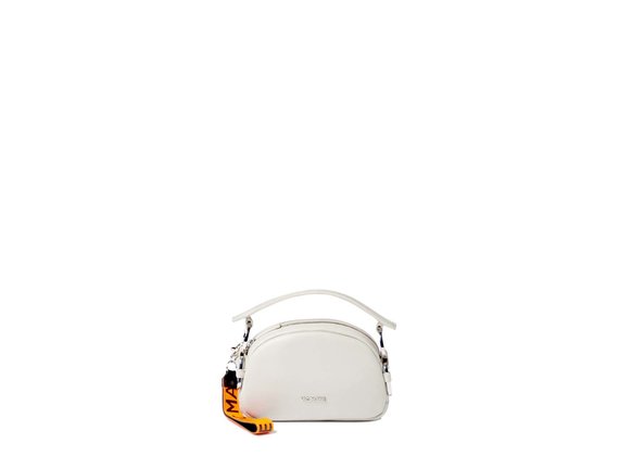 Babs Small<br> pearl-white mini bag with rings. - Pearl