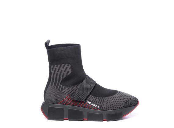 Running Polacco en maille technique gris/noir/rouge - Multicolor