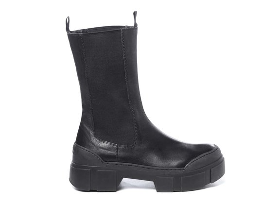 High black calfskin Beatle boots