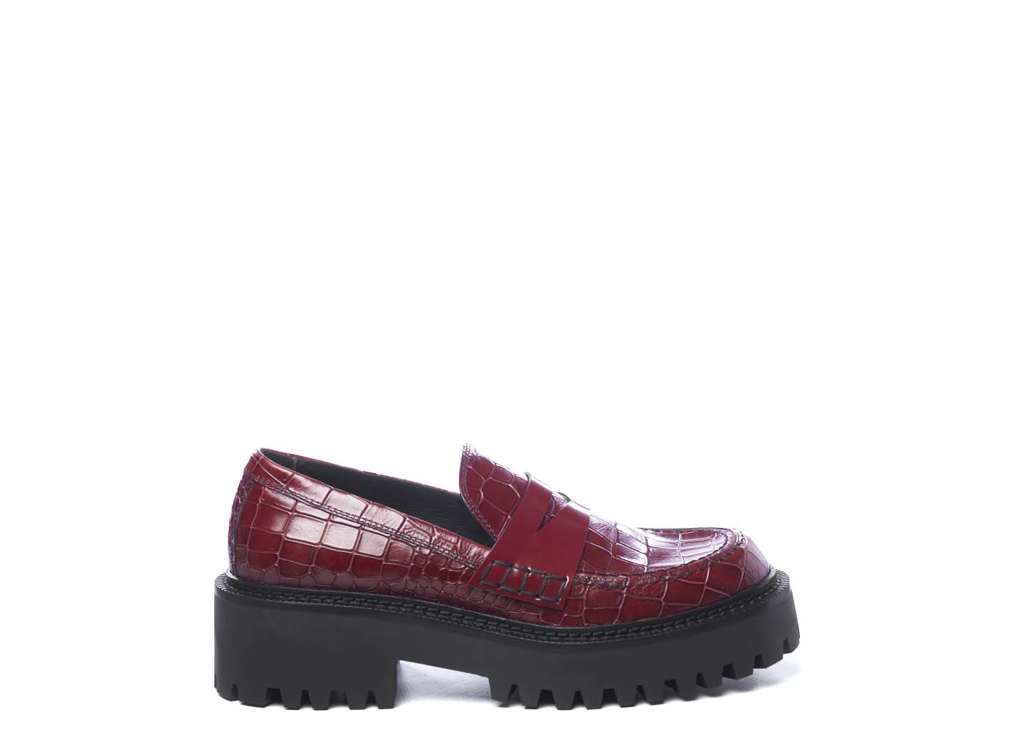 red leather moccasins