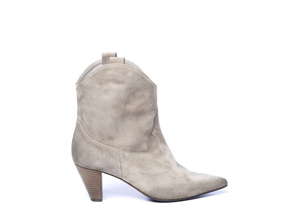 Clay-brown cowboy boots in split leather with cone heels - Grey