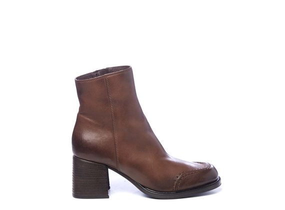 Brown calfskin ankle boots - Brown