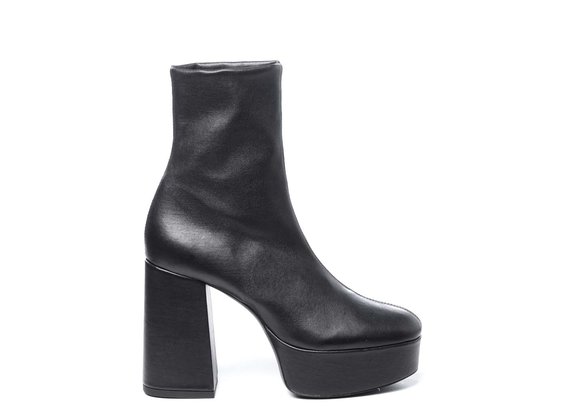 Black ankle boots in stretch leather - Black