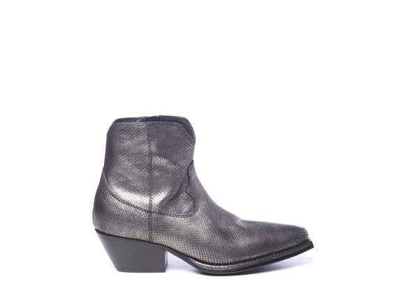Steel-grey laminated leather cowboy boots