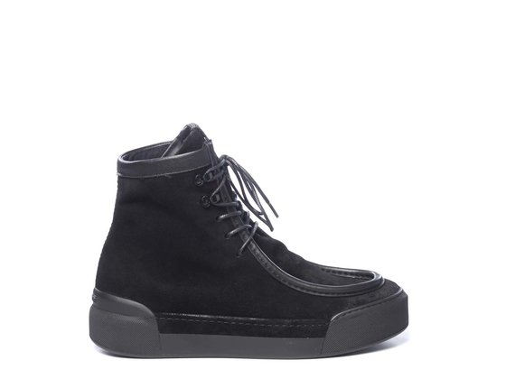 Men’s ankle-high in vintage black split leather - Black