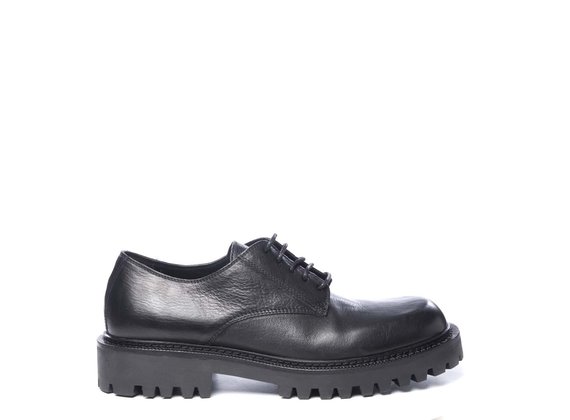Men’s black calfskin derbies - Black