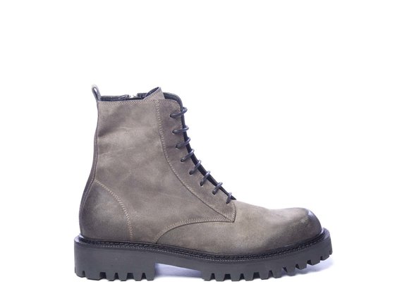 Men’s clay-brown split leather combat boots
