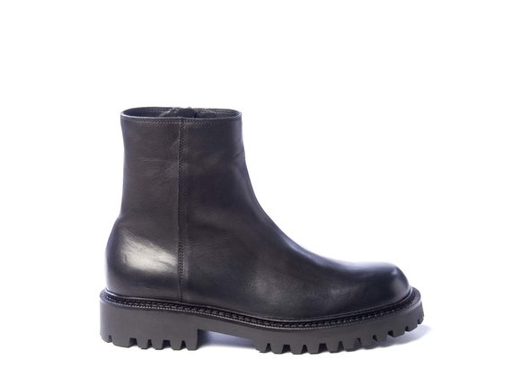 Tronchetto Zip Uomo in pelle di vitello nera - Nero