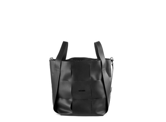Nadege<br />Large black leather bucket bag - Black