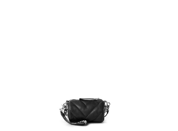 Deva Small<br />Mini black leather barrel bag - Black