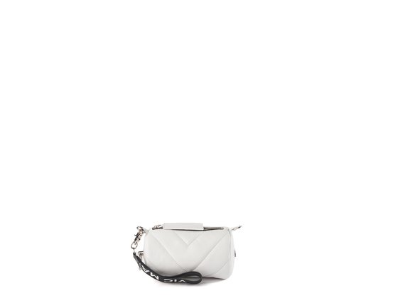 Deva Small<br />Mini white leather barrel bag - White
