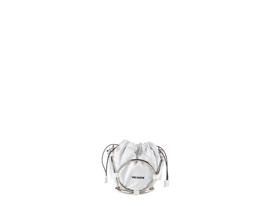 Italia<br /> Mini white leather bucket bag - White