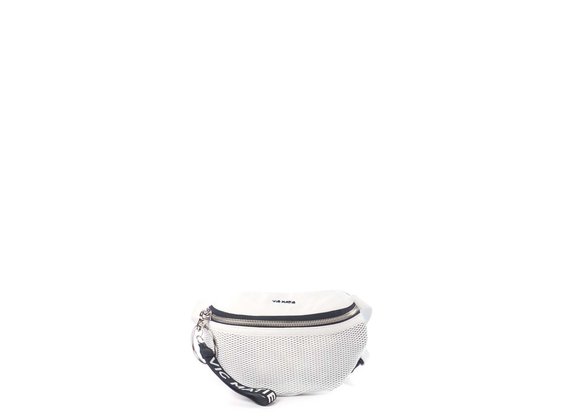 Ginger<br />Perforated white leather waist bag - White