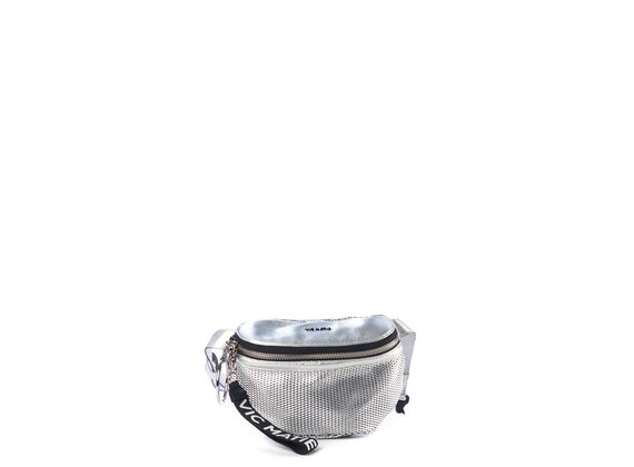 Ginger<br />Perforated silver leather waist bag - Silver