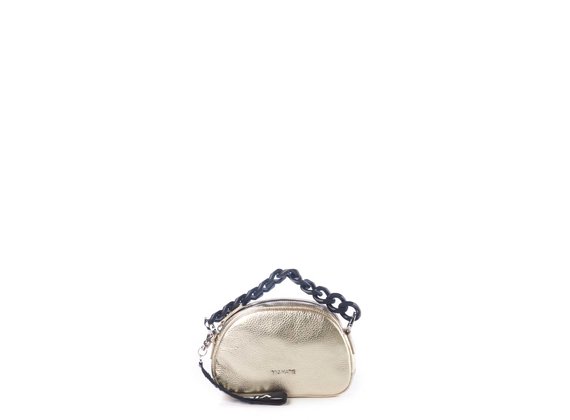Babs Small<br />Mini bag in laminated platinum leather - Platinum