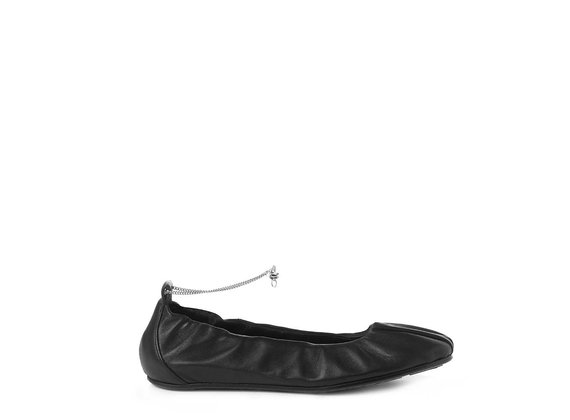 Ballerina flats in soft black nappa leather - Black