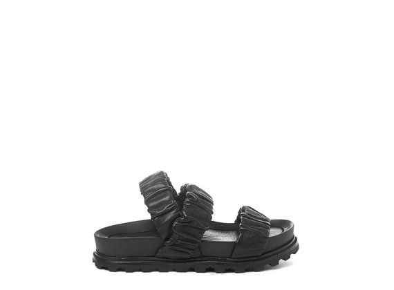 Black footbed sandals with 3 bands - Black