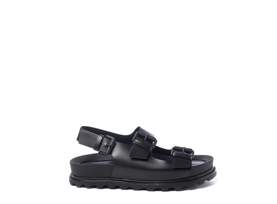 Black footbed sandals with straps - Black
