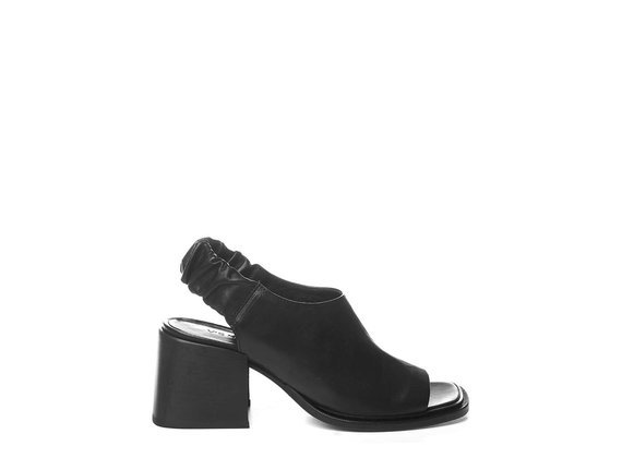 Black calfskin sabots with open toe - Black