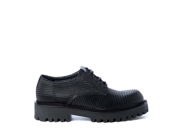 Men's black lace-ups in perforated calfskin - Black