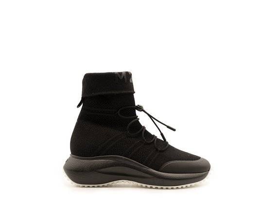 All-black M2M ankle boots with sock